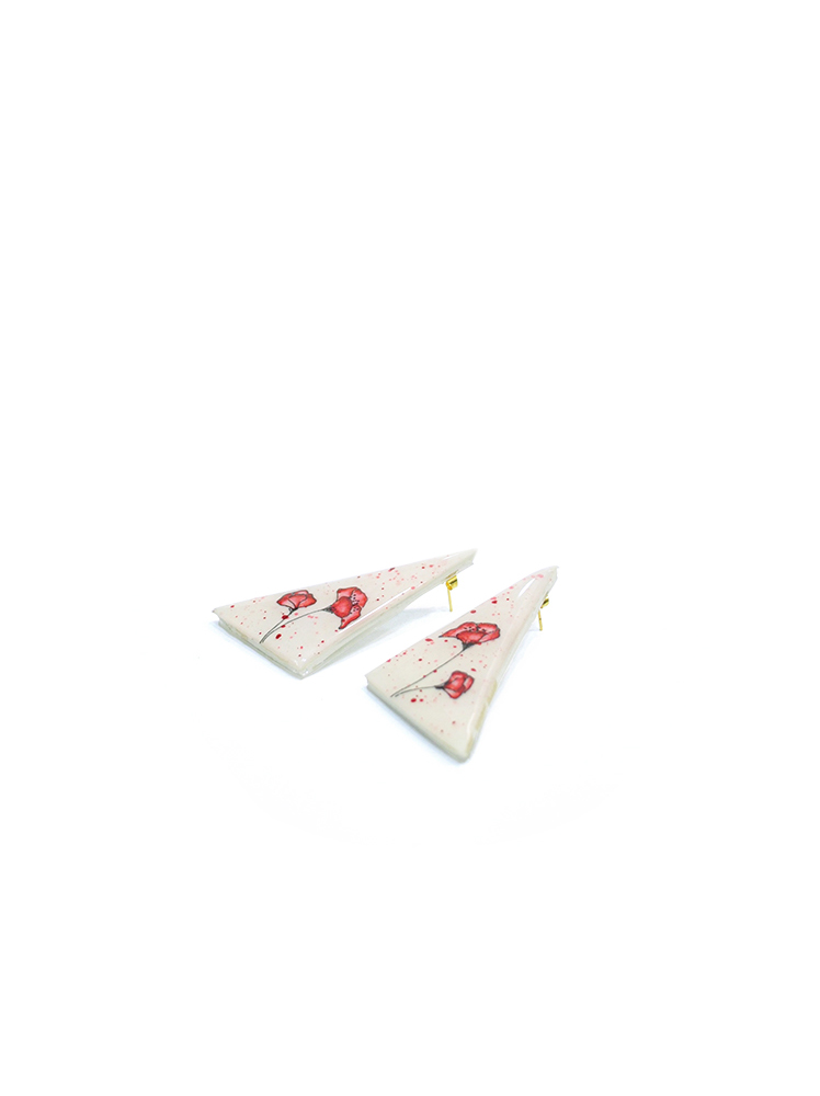 Brincos triângulo papoila